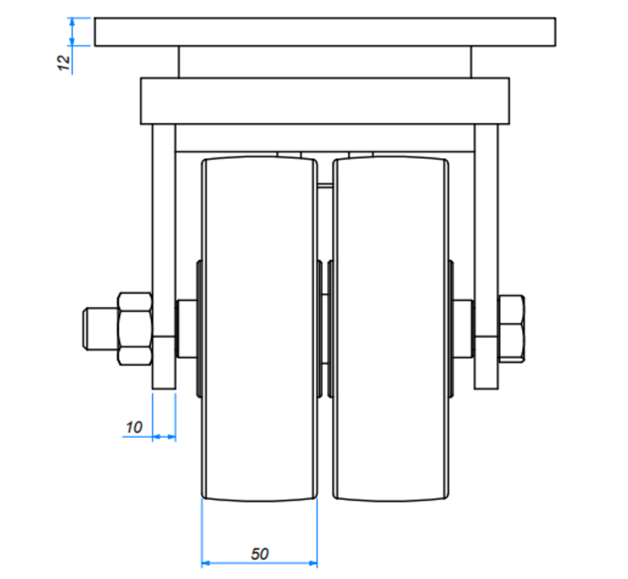 rueda giratoria, Ø 150mm, nylon (PA6), 1000KG