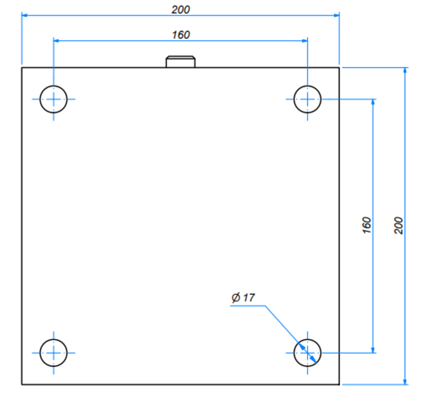 Kółko stałe, Ø 200 mm, nylon (PA6), 1600 kg