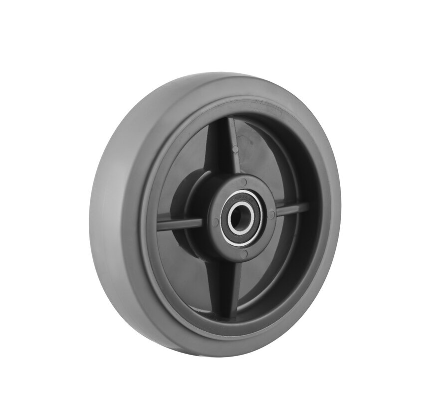 wheel, Ø 200, grey non-marking thermoplastic rubber tyre, 250KG