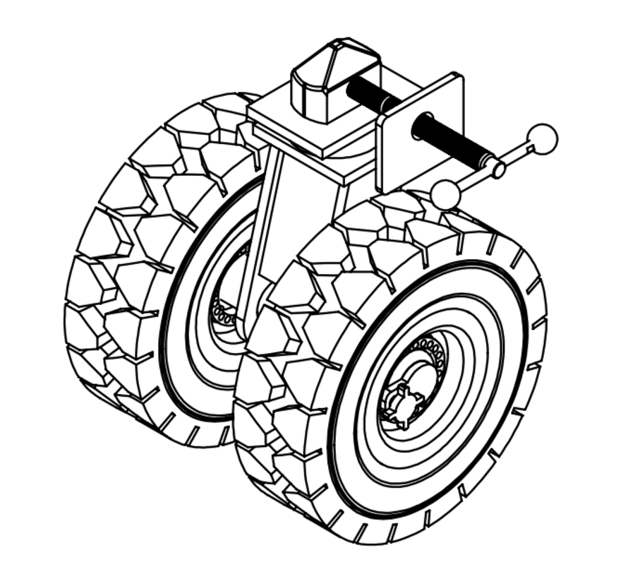 NEW development. Set of 4 wheels: 12150M412X4 NOW with wheel brake and improved clamping lock