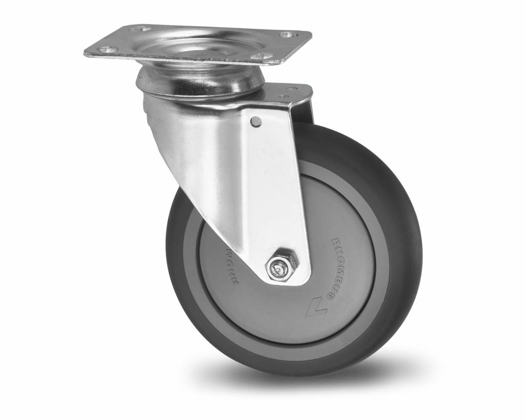 Schwerlast Einbaurolle Elastik-Gummi 125 Mm Auf Alufelge – 400 Kg Tragkraft, Doppelkugellager