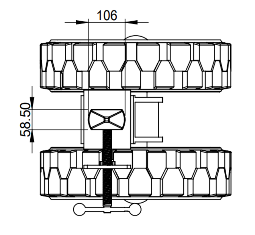 4er-Set Containerrollen für unwegsames Gelände mit einer Tragkraft von 13.000 kg