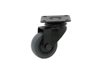 Lenkrolle schwarz, Ø 50mm, Thermoplastischer Gummi grau-spurlos, 50KG