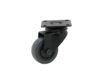 Black apparatus swivel caster from pressed steel, plate fitting, thermoplastic rubber grey non-marking, precision ball bearing, Wheel-Ø 50mm, 50KG