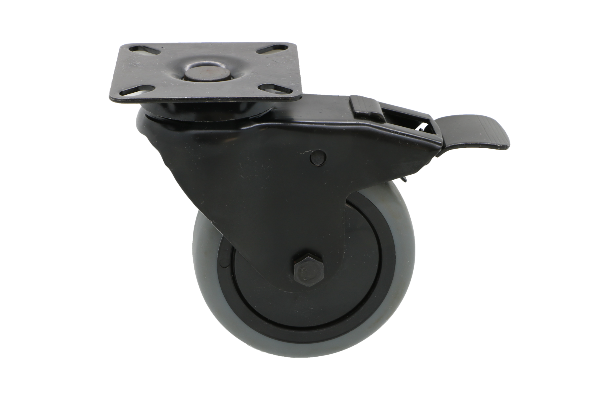 swivel castor with brake Ø 75 x 25mm grey rubber Load capacity 75kg