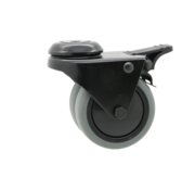 Black swivel caster with brake, Ø 75mm, Polypropylene Wheel, 100KG