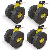 Set of four shipping container castors for rough terrain with a load bearing capacity  of 13,000 kg