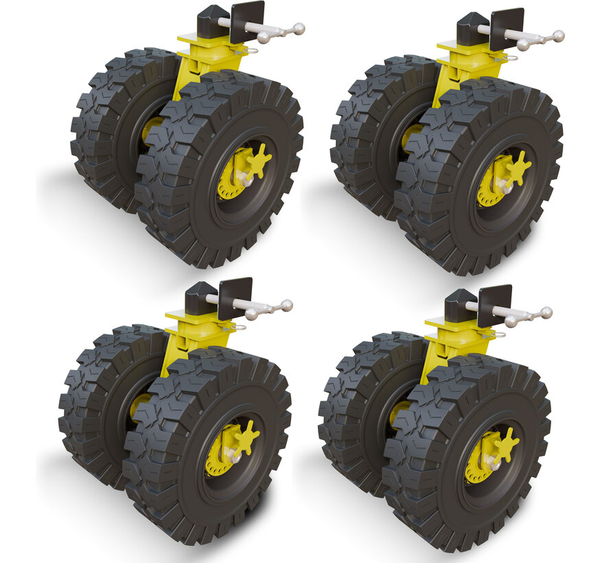 Jeu de quatre roulettes pour conteneurs d'expédition pour terrains accidentés avec une capacité de charge de 13 000 kg