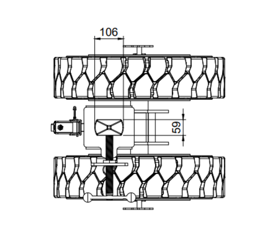 20 000 kg lastbärande transportcontainerhjul med gummihjul för ojämn terräng
