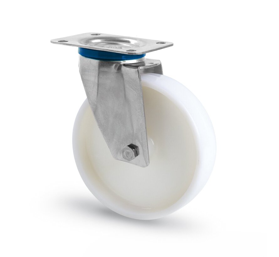 Roulette pivotante en acier inoxydable Ø200 roue PA6