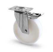 Stainless Steel Swivel Castor with Brake Ø200mm PA6 Wheel – 300kg