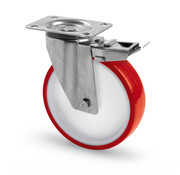 Lenkrolle mit Bremse Ø200mm – Polyurethan – 300kg Tragkraft