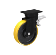Swivel caster brake, Ø 125mm, Vulcanized Polyurethane tread, 400KG