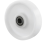Rueda industrial de alta resistencia, Ø200 x 50 mm, fabricada íntegramente en nailon (PA6) y poliamida, con rodamiento de bolas de precisión, orificio de eje de Ø20 mm, longitud de cubo de 60 mm y capacidad de carga de 1200 kg.