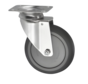 Institutional Swivel caster from pressed steel, plate fitting, thermoplastic rubber grey non-marking, precision ball bearing, Wheel-Ø 150mm, 120KG
