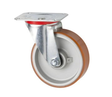 Rueda giratoria, Ø 200 mm, banda de rodadura de poliuretano vulcanizado, 400 kg