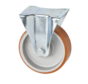 Industrial Fixed caster from pressed steel, plate fitting, Vulcanized Polyurethane tread, precision ball bearing, Wheel-Ø 125mm, 200KG