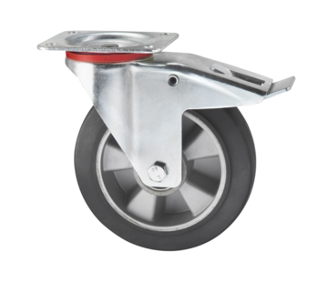 Swivel caster with brake, Ø 160mm, elastic-tyre, 300KG