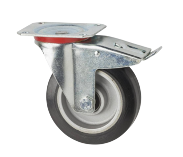 Swivel caster with brake, Ø 125mm, elastic-tyre, 200KG