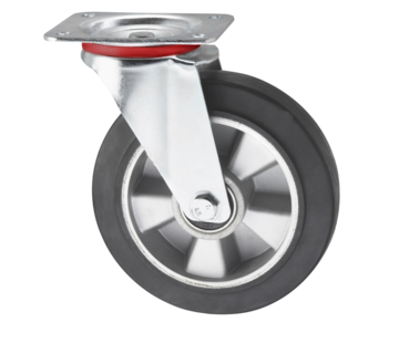 Rueda giratoria, Ø 200 mm, neumático elástico, 400 kg