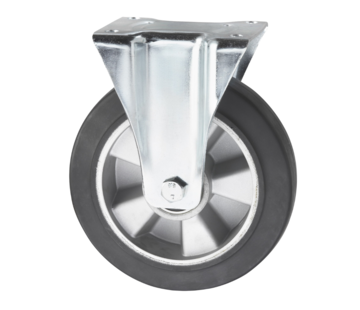 Roulette fixe Ø160x50mm, bandage caoutchouc élastique – 300 kg