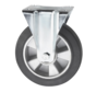 Industrial Fixed Castor, Ø160x50mm Elastic Rubber Tyre, Precision Ball Bearing, Plate Hole Centres 105x80mm, Overall Height 190mm – 300kg Load Capacity