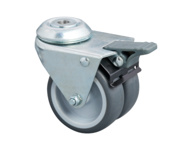 Swivel Castor with Brake Ø50x19mm Grey Rubber (TPR) – 80kg