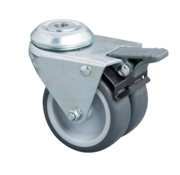 Swivel Castor with Brake Ø75x24mm Grey Rubber (TPR) – 100kg