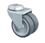 Institutional Swivel Castor, Ø50x19mm Grey Thermoplastic Rubber (TPR), Dual Polypropylene Wheels, Plain Bearing, Pressed Steel Housing, Bolt Hole Mounting – 80kg Load Capacity