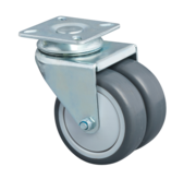 Lenkrolle Ø50x19mm Graues Gummi (TPR), Doppelräder – 80kg