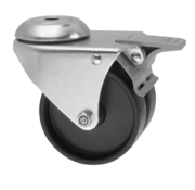 Roulette pivotante avec frein Ø 75 x 24 mm, roues jumelées en polypropylène – 100 kg