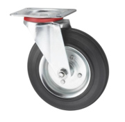 Roulette pivotante, Ø 125mm, caoutchouc semi-élastique noir, 100KG
