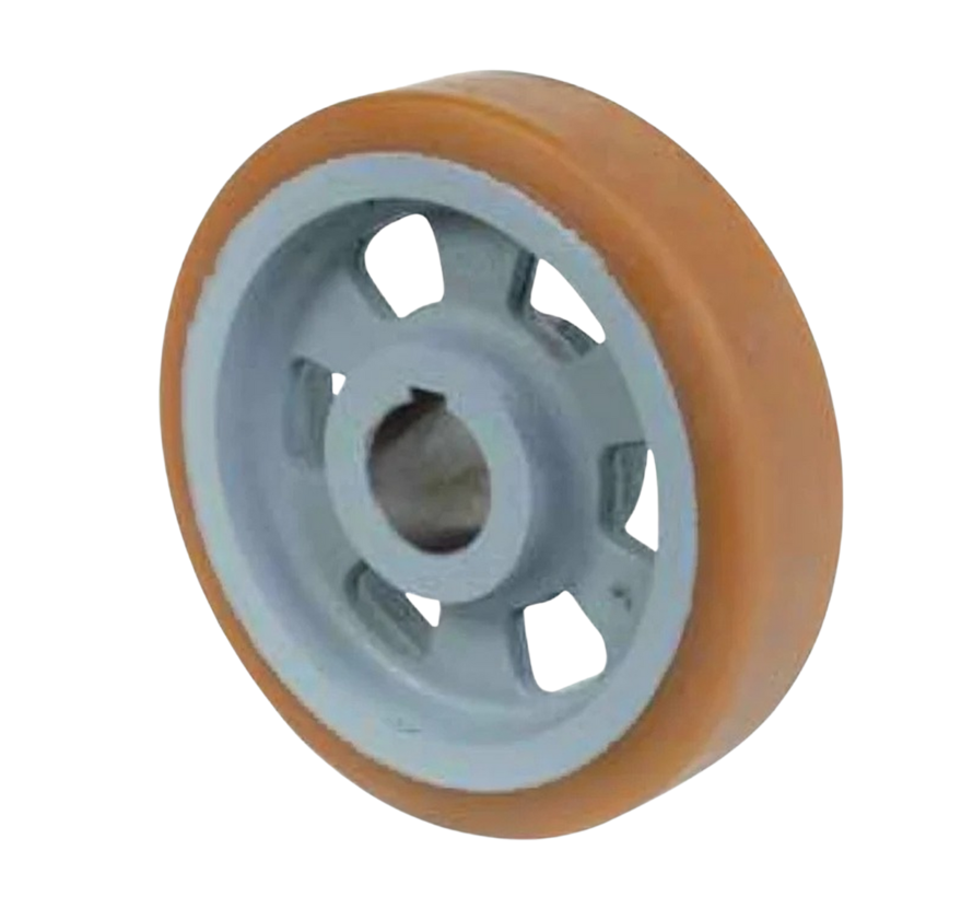 Roue motrice robuste en fonte Vulkollan® Covestro, alésage H7, Ø roue 300 mm, 80 kg