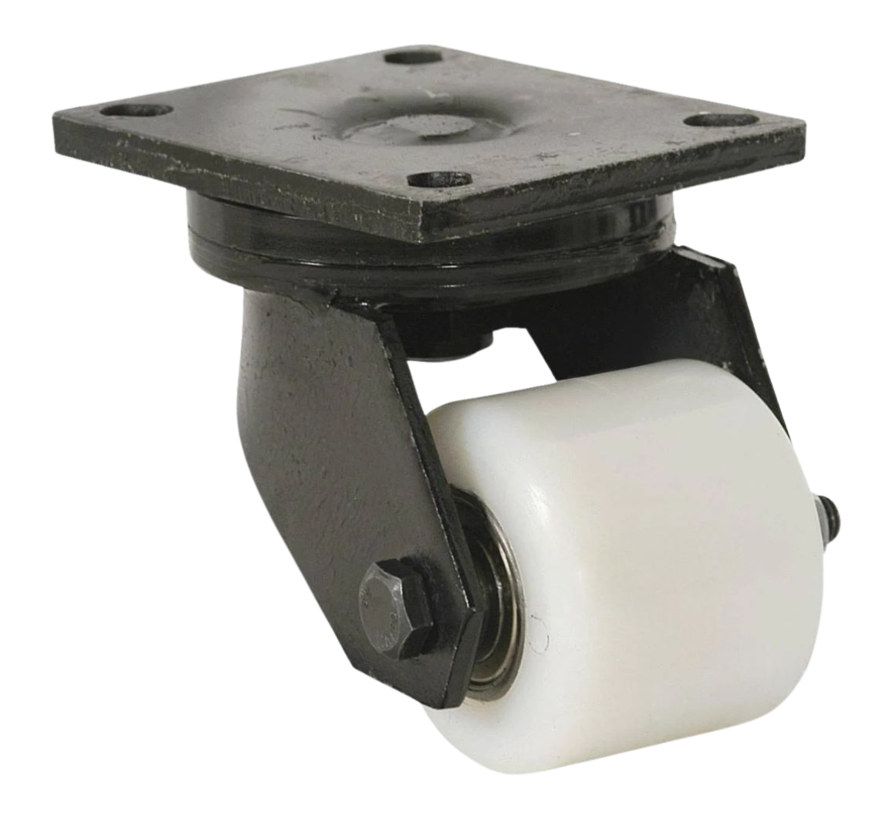 Högpresterande svänghjul av svetsat stålhus, plattmontering, polyamidhjul, precisionskullager, hjul-Ø 82 mm, 750 kg