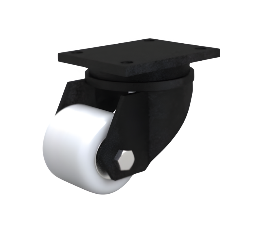 Heavy duty Swivel caster from Welded steel housing, plate fitting, Polyamide wheel, precision ball bearing, Wheel-Ø 85mm, 700KG