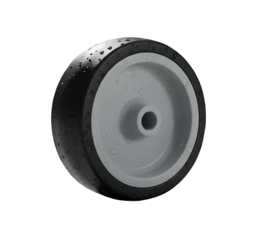 Institutionshjul hjul av termoplastgummi grått, icke-märkande, glidlager, hjul-Ø 50mm, 50KG