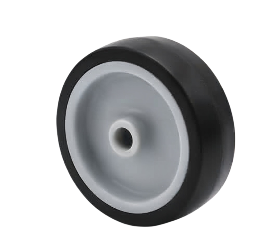 Ruote istituzionali in gomma termoplastica grigia antitraccia, cuscinetto liscio, ruota Ø 75mm, 75KG