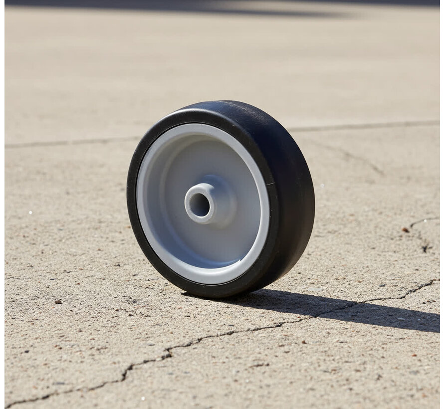 Institutional wheels wheel from thermoplastic rubber gray non-marking, plain bearing, Wheel-Ø 75mm, 75KG