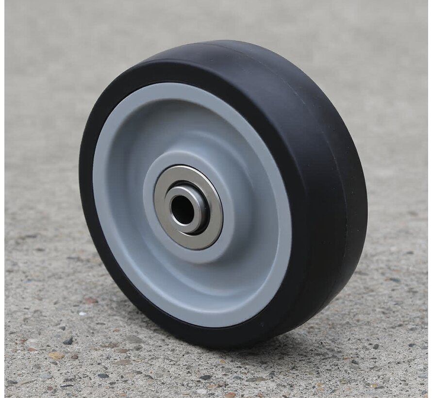 Roues institutionnelles en caoutchouc thermoplastique gris non marquant, roulement à billes de précision, diamètre de roue 100 mm, 80 kg