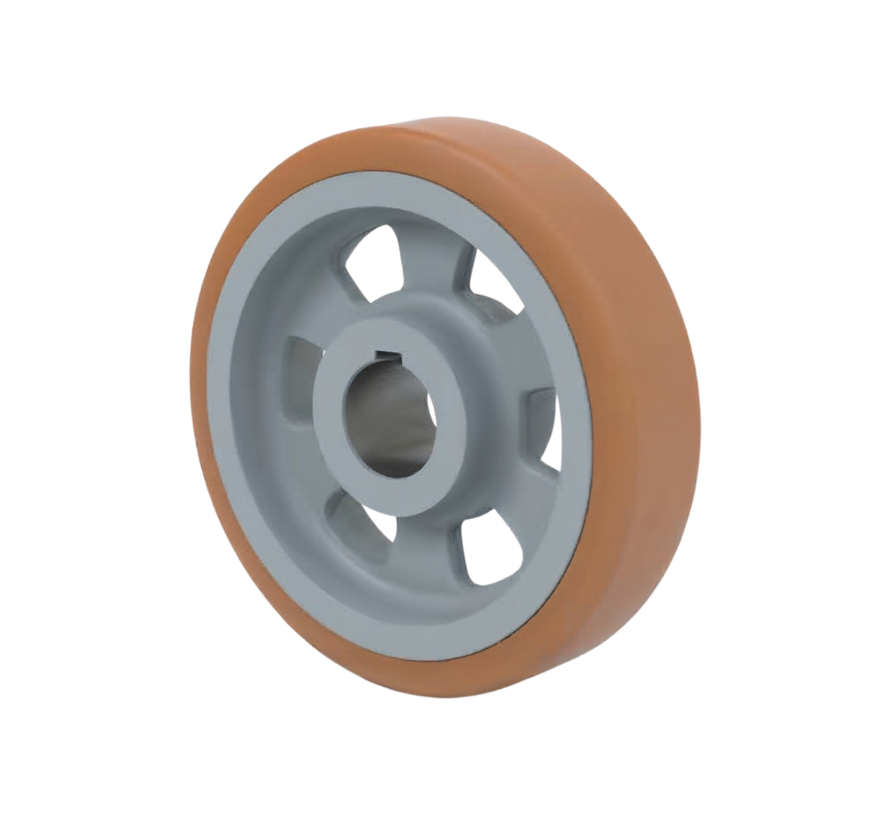 Drivhjul för kraftig belastning Vulkollan® Covestro-mönster gjutjärn, H7-borrning, hjul-Ø 360 mm, 230 kg