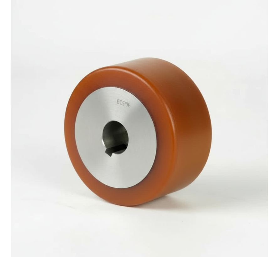 Rueda motriz de alta resistencia Vulkollan® Covestro con banda de rodadura de hierro fundido, orificio H7, Ø de rueda 100 mm, 250 kg