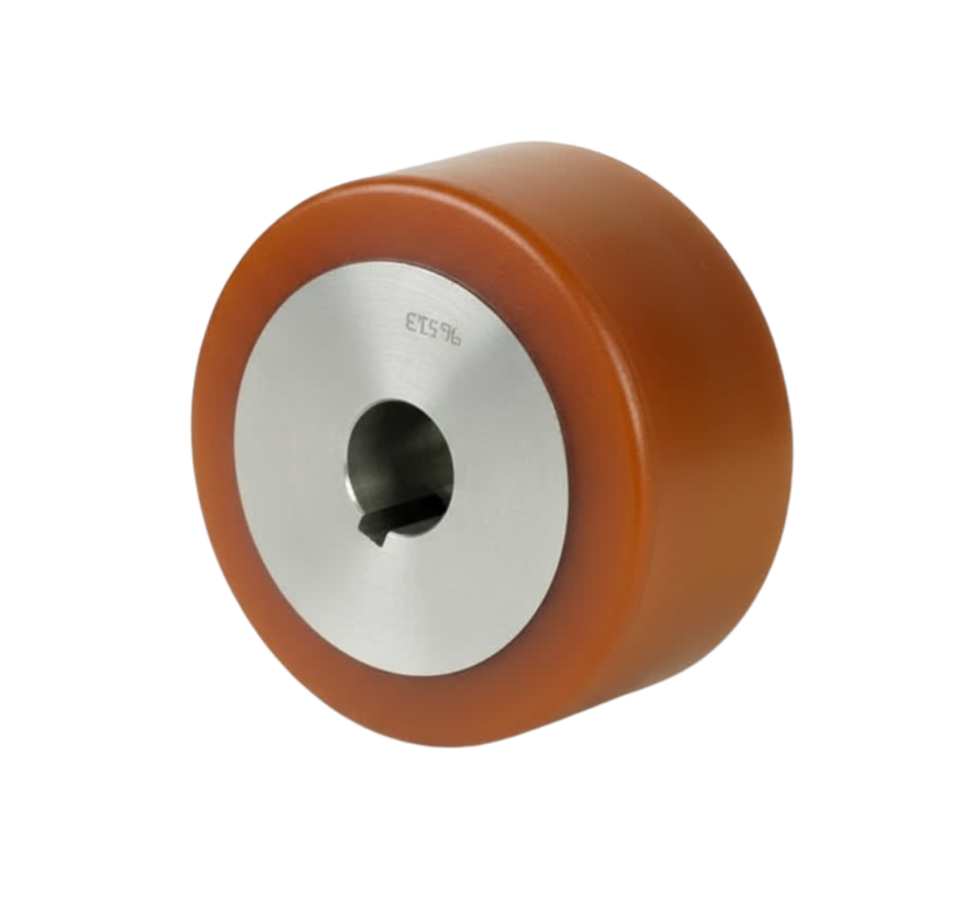 Rueda motriz de alta resistencia Vulkollan® Covestro con banda de rodadura de hierro fundido, orificio H7, Ø de rueda 100 mm, 250 kg