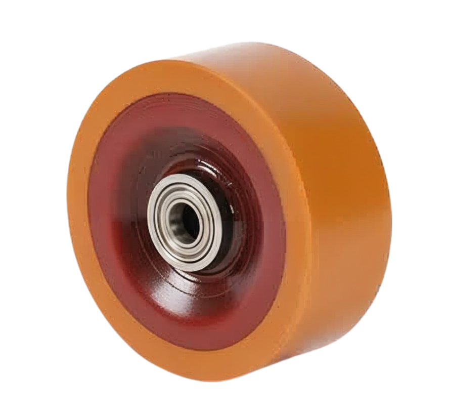 Rueda de alta resistencia de poliuretano vulcanizado, rodamiento de bolas de precisión, Ø de rueda 250 mm, 1500 kg