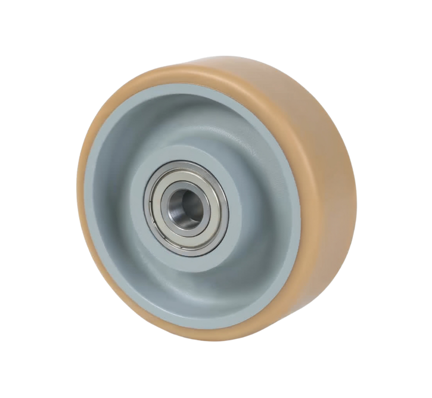 Heavy duty Vulkollan® Covestro tread cast iron, precision ball bearing, Wheel-Ø 100mm, 180KG