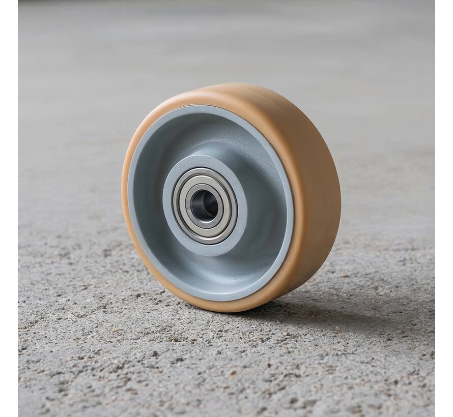 Roues en fonte Vulkollan® Covestro robustes, roulements à billes de précision, diamètre de roue 250 mm, 260 kg