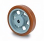 Roue motrice haute résistance Vulkollan® Covestro, bande de roulement en fonte, alésage H7, rainure de clavette DIN 6885 JS9, Ø de roue 250 mm, 500 kg