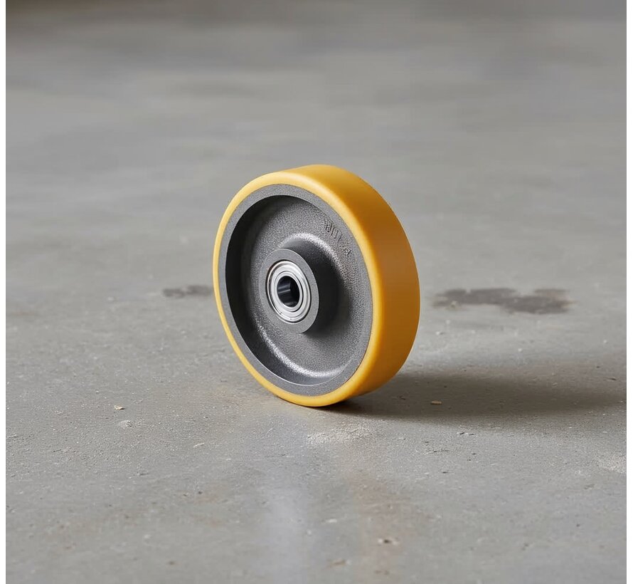 Kraftigt hjul av vulkaniserad polyuretan, precisionskullager, hjul-Ø 125 mm, 500 kg