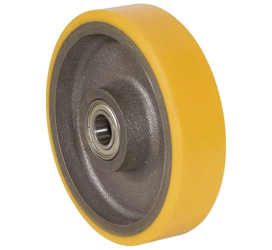 Roda de alta resistência em poliuretano vulcanizado, rolamento de esferas de precisão, Ø da roda 500 mm, 4500 kg