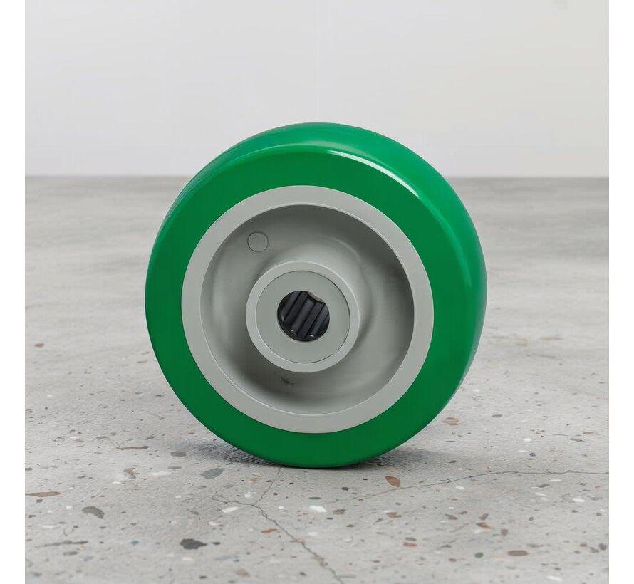 Roda industrial de poliuretano injetado, rolamento de esferas de precisão, Ø da roda 100mm, 250KG