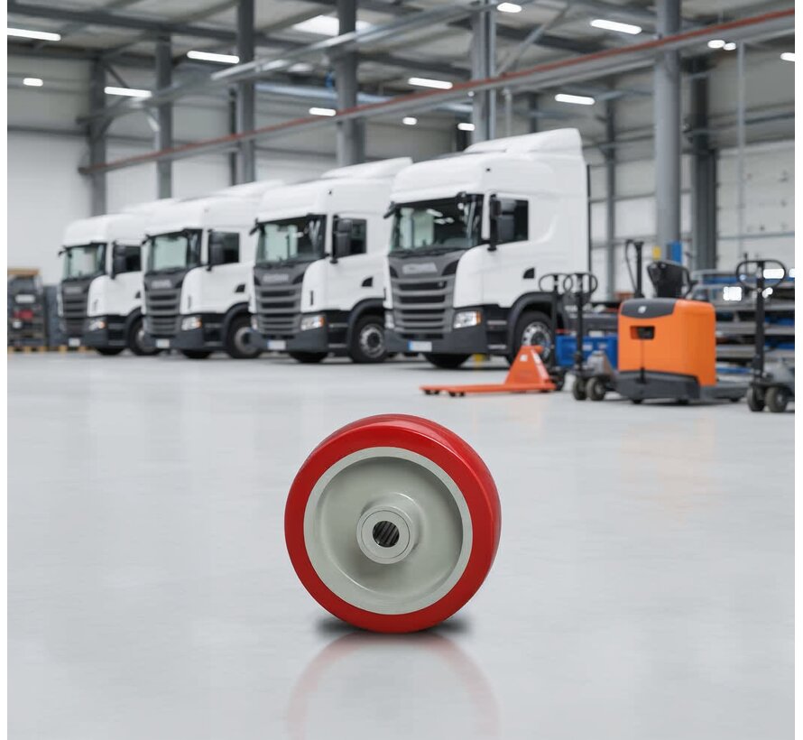 Ruota industriale in poliuretano iniettato, cuscinetto a sfere di precisione, ruota Ø 125 mm, 250 kg